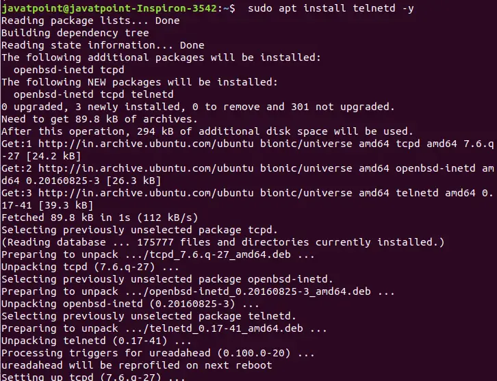 Linux telnet Komutanlığı