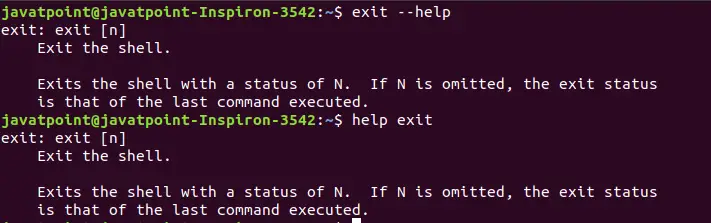 Linux exit kommando