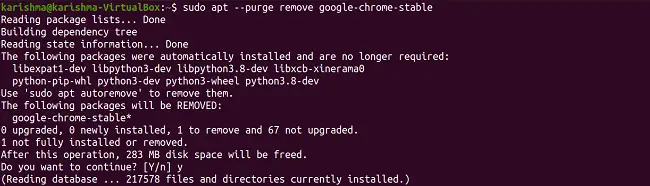 Avinstaller Chrome Ubuntu