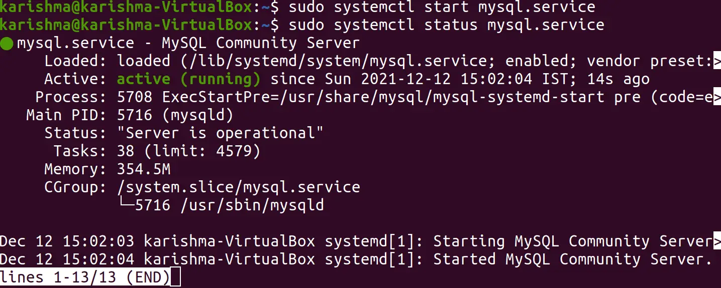 Iš naujo paleiskite „MySQL Ubuntu“.