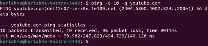 „Ping“ komanda „Linux“.