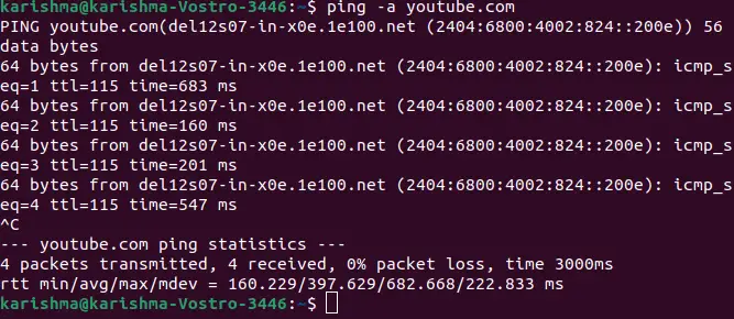 Ping-kommando i Linux