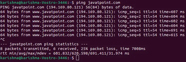 Ping parancs Linux alatt