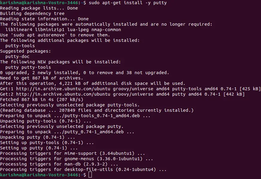 Putty Command i Linux