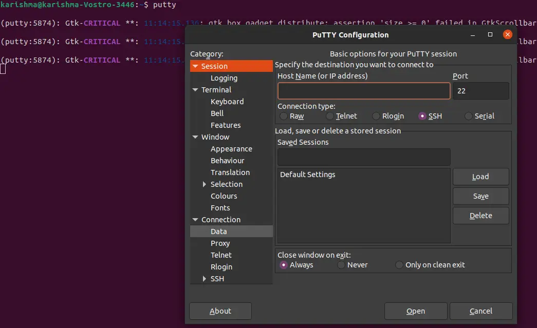 Putty Command i Linux