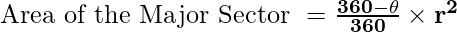 old{	ext{Fläche des Hauptsektors } = frac{360-	heta}{360} 	imes πr^2}