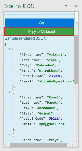 Como converter Excel para JSON?