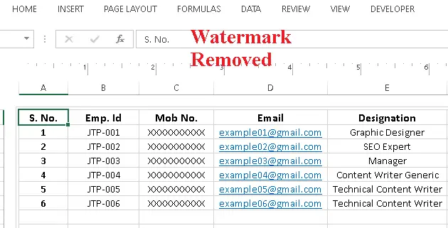 Hur man tar bort vattenstämpel i Excel