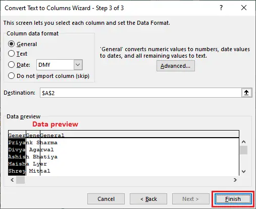 Teksts uz kolonnu programmā Excel