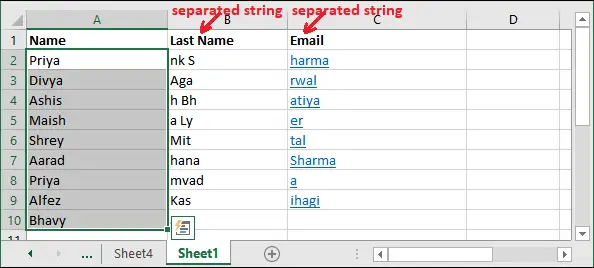 Teksts uz kolonnu programmā Excel