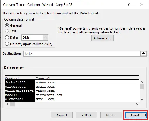 Teksts uz kolonnu programmā Excel