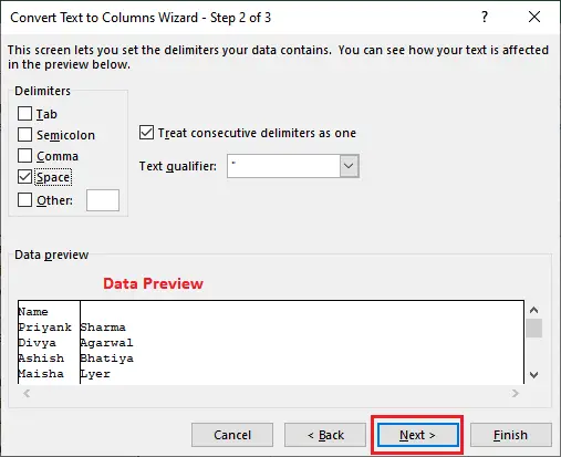 Teksts uz kolonnu programmā Excel