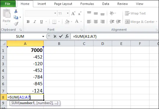 Como subtrair no Excel