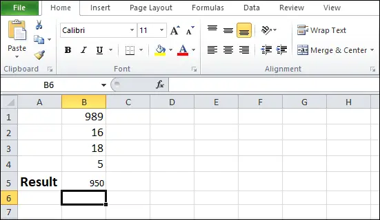 Como subtrair no Excel