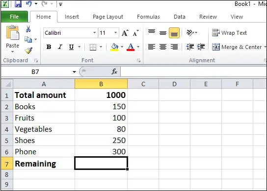 Como subtrair no Excel