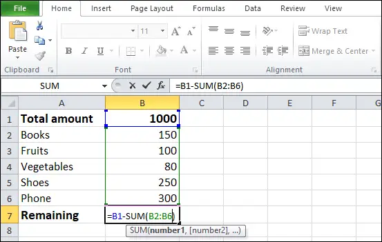 Hvordan trekke fra i excel