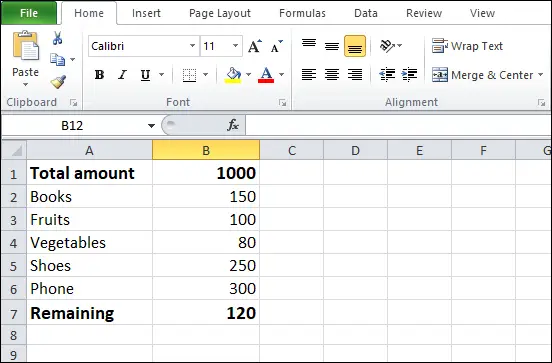 Como subtrair no Excel