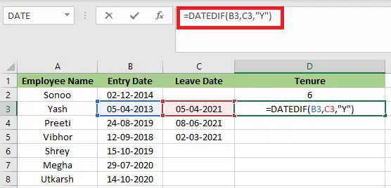 صيغة الحيازة في Excel