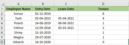 Fórmula de posse no Excel