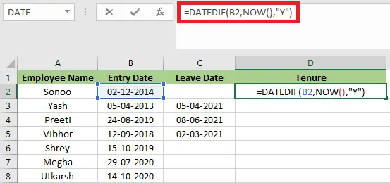 Formula di mandato in Excel