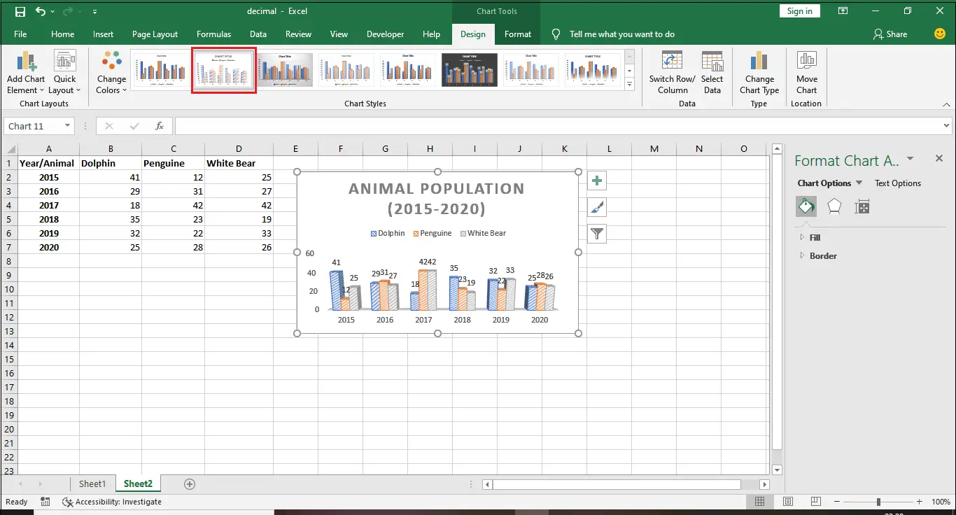 Type de graphiques dans Excel