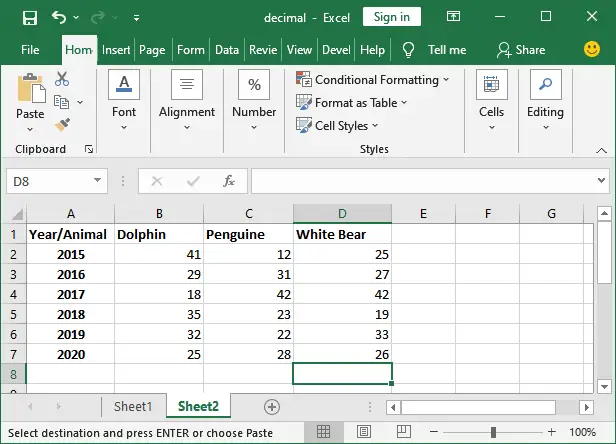 Type de graphiques dans Excel