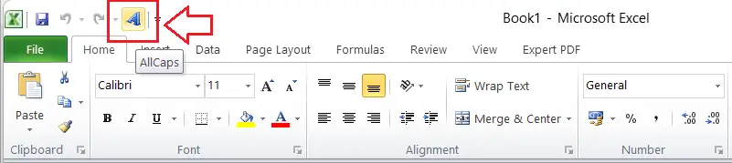 Raccourci majuscule dans Excel