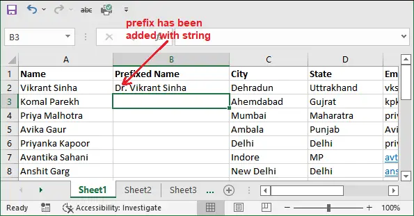 Come aggiungere il prefisso in Excel?