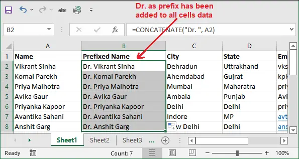 Wie füge ich ein Präfix in Excel hinzu?