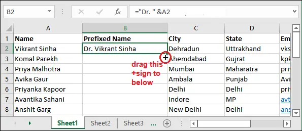 Wie füge ich ein Präfix in Excel hinzu?