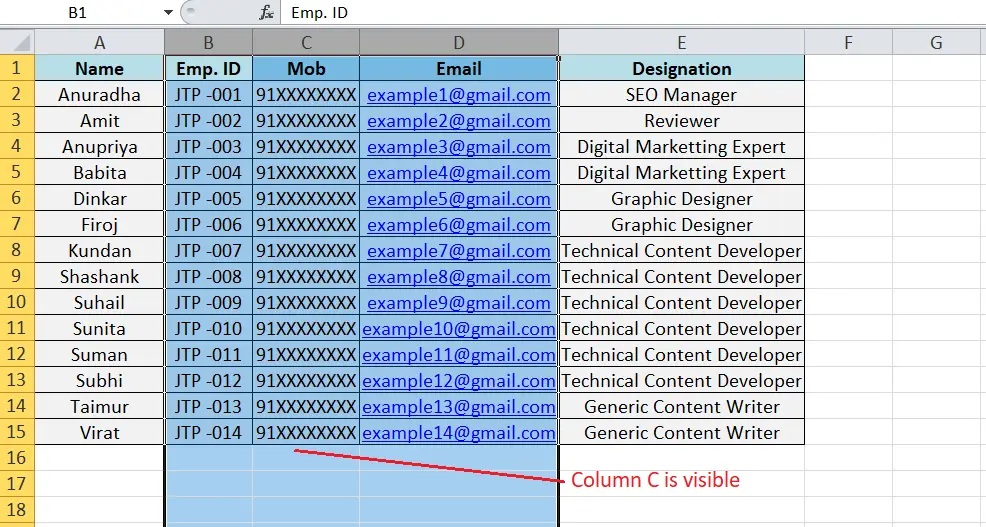 Mostrar acceso directo en Excel