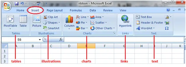 Características de las pestañas en Excel