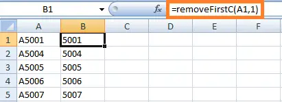 Como remover o primeiro caractere no Excel