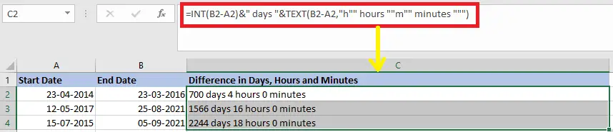 Excel-skillnad mellan två datum