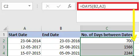 Excel-Differenz zwischen zwei Daten