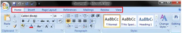 MS Word-Menüband und Tags 1