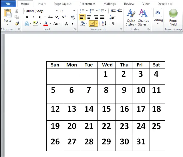 Slik setter du inn en kalender i Word-dokument