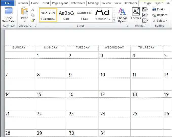 Hur man infogar en kalender i Word-dokument