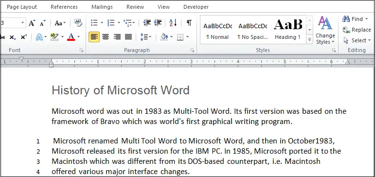 Cómo agregar o eliminar números de línea en un documento de Microsoft Word