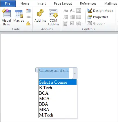 Come creare un menu a discesa nel documento di Word