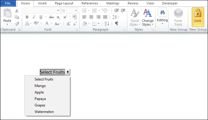 Comment créer un menu déroulant dans un document Word