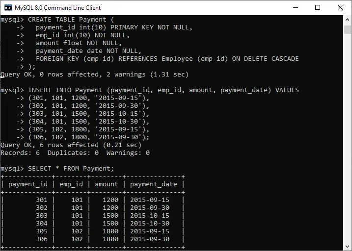 MySQL PÅ SLET CASCADE