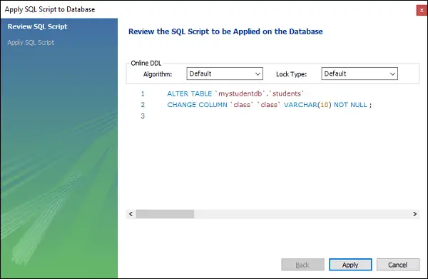 MySQL Modificați tipul de coloană