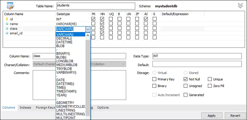 MySQL Canvia el tipus de columna