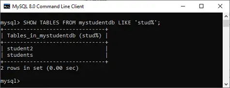 MySQL visa/lista tabeller