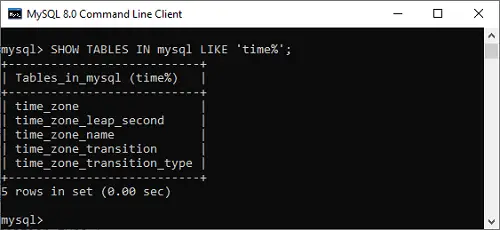 MySQL Mostrar/Listar tablas