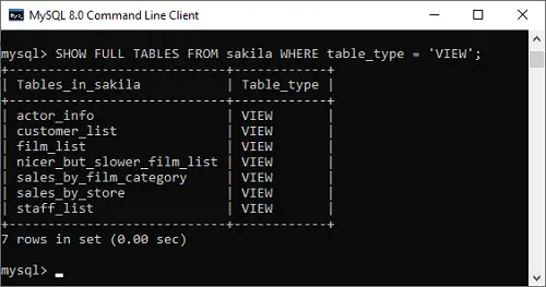 MySQL Vis/liste tabeller