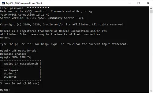 MySQL táblázatok megjelenítése/lista listája