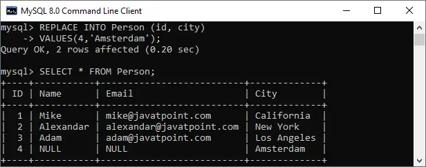 SUBSTITUIR MySQL