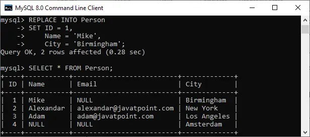 SUBSTITUIR MySQL